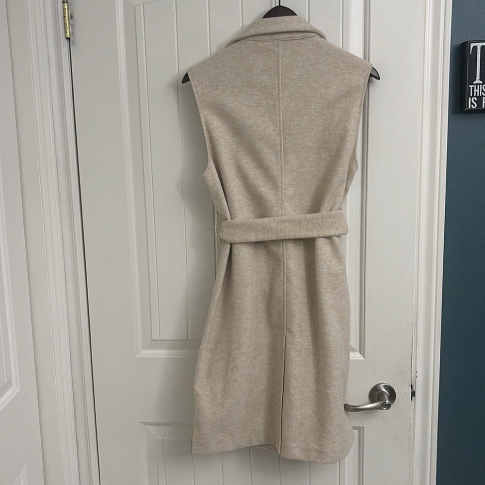 JOIE Oatmeal Long Vest with Belt - Picture 3 of 11
